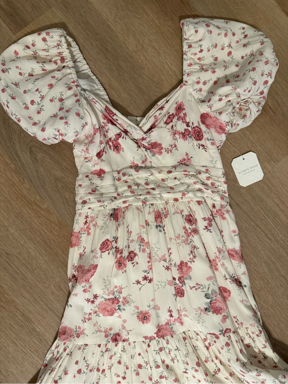 NWT Altar’d State Solana Floral Maxi Dress in Cream and Pink Size S - Picture 2 of 4